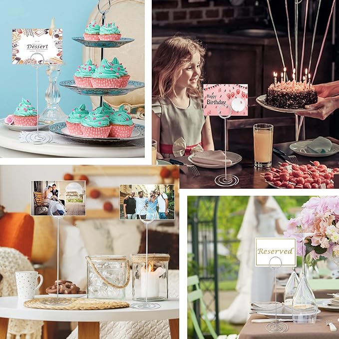 MANGZ 15 Pack 8.75 Inch Tall Table Number Holder, Place Card Holder, Wire Photo Holder Clip Perfect for Weddings, Banquets