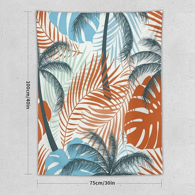 ICMOLYYENLO Palm Leaf Tapestry Wall Hanging, Tropical Leaves Plant Jungle Green Hawaiian Art Home Decor for Guest Bedroom Living Room Dormitory 40x60 Inch