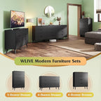 WLIVE 4 Drawer Dresser for Bedroom, Black Tall Dresser, Modern Wood Dressers with Sturdy Metal Handle, Small Chest of Drawers for Living Room, Hallway