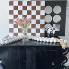 OMISHE 76" Long Extra Large Wood Bead Garland with 1.6" Diameter Wooden Beads and Tassels, Rustic Farmhouse Country Decorative Beads for Home Tiered Tray Decor, Rustic White