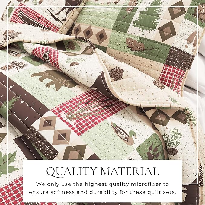 Great Bay Home 2-Piece Reversible Rustic Lodge Bedspread Twin Size Quilt with 1 Sham. All-Season Quilt Set. Wilder Collection (Twin/Twin XL)