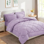 CozyLux King Size Comforter Set Light Purple - 7 Pieces Bed in a Bag King, Luxury Soft Lavender Bed Set for All Seasons, Bedding Set with Down Alternative Comforter, Sheets, Pillowcases & Shams
