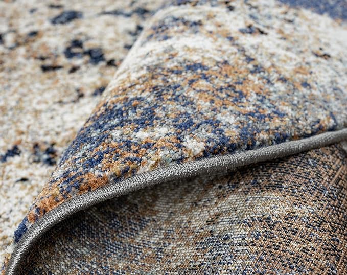 Keen Home Design Area Rugs - 5ft Round Non-Shedding, Abstract Rugs for Kitchen, Living Room, Bedroom, Dining Room, Entryway - Size: 5'3" Round, Multi