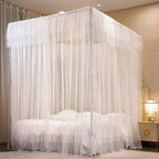 4 Corners Post Princess Curtains Bed Canopy for Girls 8 Panels Curtain- Double Layer Sheer Mesh Canopies Drapes Girls Room Decor (8P-White/White, 4P(33"x82") W+4P(43"x82") L/(Queen))