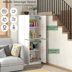 Storage Cabinet, Kitchen Pantry with Doors & Shelf, Tall Storage Cabinet for Bathroom, Living Room, Entryway,White