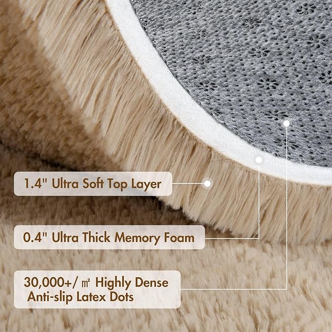 9x12 Ft Extra Large Shag Beige Rugs for Living Room Bedroom, Ultra Soft Fluffy Furry Area Rugs for Playroom Indoor Floor, Aesthetic Carpet for Kids Home Decor