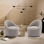 COLAMY Swivel Accent Chair Set of 2, 360° Swivel Round Chair with Hidden Storage, Modern Small Barrel Armchair for Living Room/Bedroom, LightGrey