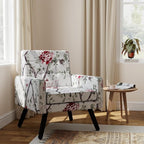 Kromax Mid-Century Modern Accent Chair for Living Room, 496 Lb. Weight Capacity, Dual Armrests, Comfy Extra Large Seat, Timeless Style Perfect for Reading & Relaxing, Red Floral