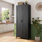 Letaya Storage Cabinet,75" H Metal Kitchen Pantry Cabinets with Doors and Adjustable Shelves,Pantry Organizers for for Cupboard/Dining/Bathroom/Office/Garage Room,Black