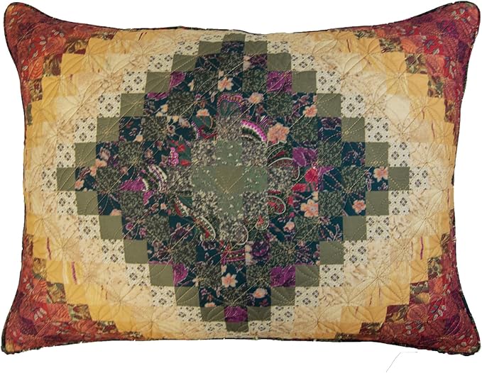 Donna Sharp Contemporary Polyester Quilt Bedding Set with Spice Postage Stamp Design - 3-Piece Full/Queen Size Quilt Set, Includes Quilt, and Two Pillow Shams Perfect for Any Decor Theme