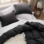 Bedsure Black Oversized King Duvet Cover - 3 Pieces Prewashed Cotton-Like Extra Soft Bedding Set, Includes 1 Duvet Cover 120x98 Inches with Zipper Closure & 2 Pillow Shams, Comforter Not Included