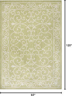 JONATHAN Y Vintage Filigree Indoor Outdoor Area Rug 8X10 Green/Cream, Charleston Textured Weave for Backyard, Patio, Porch, Easy-Cleaning, High Traffic, Pet-Friendly, Non-Shedding (SMB106H-8)