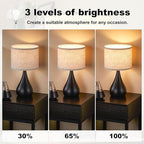 18.1'' Modern Touch Lamps for Nightstand Set of 2 with 3 Way Dimmable, Table Lamps for Living Room, Office, Bedside Lamps with Heavy Iron Base, Touch Switch, Bulb Included, Black