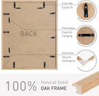 16x20 Picture Frame Natural Solid Oak Photo Frames with 11x14 Removable Mat Wall Hanging Large Handcrafted Frame with HD Plexiglass Wall and Tabletop Display Large Poster Frame