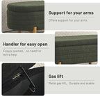 Furniliving 46” Storage Benches, End of Bed Bench with Button-Tufted Large Upholstered Storage Ottoman Teddy Window Bench with Storage Shoe Cabinet Bench, for Bedroom, Entryway, Closet, Green