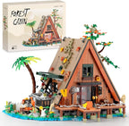 A-Frame Cabin Building Set, MOC Ideas Cabin House Collectible Model Kit with LED for Adults and Kids Age 12+, Gifts for Nature and Architecture Lovers (1486 Pcs)