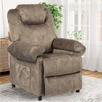 KCREAM Massage Recliner Chair with Heat,Overstuffed Fabric Recliner Chairs with Heating,Small Recliner for Living Room Bedroom, Manual Reclining Single Sofa Recliners Lounge Chair for Adult,Brown