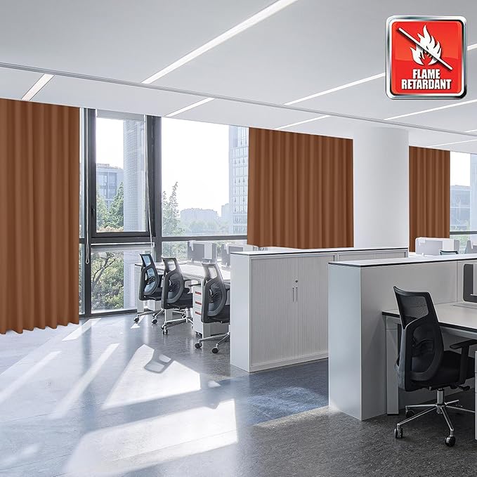 Fcosie Hazel Fireproof Insulation Curtains for Kindergartens, Elderly Homes, Hospitals, Laboratory, Clinic | 80% Light Blocking Polyester Drapes with Antique Bronze Grommets, 66" Wx96 L, 2 Panels