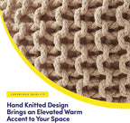 Pouf Ottoman Foot Rest Stuffed – 20” Diameter x 14” Tall Cozy Floor Pouf for Living Room, Bedroom, Nursery & More – 100% Cotton Knit Shell, EPS Bead Filled Footrest & Accent Chair, Taupe