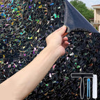 Volcanics Total Blackout Window Privacy Film with Installation Tools, Rainbow Room Darkening Black Window Cover, Static Cling 100% Light Blocking 17.5 x 78.7 Inches