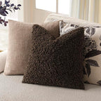 Foindtower 2 Pieces 16x16 Inch Dark Brown, Faux Fur Throw Pillow Cover Accent Sherpa Furry Pillow Covers Fuzzy Soft Pillowcases Cozy Sheepskin Decorative Fleece Cushion Case for Bed Couch Living Room