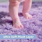 Purple Fluffy Round Area Rugs for Bedroom,5'X5'Shag Circle Area Rugs for Girls Room,Non Slip Fuzzy Plush Rug for Kids Room Living Room and Dorm Home Decor Rug