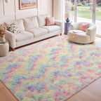 5x7 Ft Shag Kids Colorful Rugs for Bedroom, Ultra Soft Fluffy Furry Area Rugs for Nursery Living Room Indoor Floor, Aesthetic Carpet Home Decor (Rainbow)