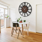 1st owned 40" Large Display Wall Clock for Home Decor - Silent,Battery Operated,Black Metal, Modern, Rustic Wood Clocks for Living Room,Farmhouse,Dining Room,Bedroom,Shop Wall Decor- Arabic Numerals