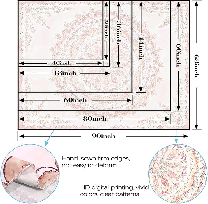 Fowocu Boho Floral Mandala Tapestry Wall Hanging Pink Bohemian Flower Medallion Tapestry Aesthetic Watercolor Hippie Indian Large Tapestries for Bedroom Living Room Dorm Decor 80 x 60 Inch