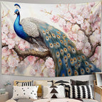 Peacock Tapestry Peacock Tapestries Fabric Wall Hanging Aesthetic Space Garden Indoor Outdoor Wall Art Tablecloth Bedspread Decoration for Bedroom Dormitory Living Room Home Decor 60"x90"