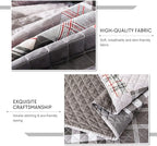 Travan Quilt Set 3-Piece Oversized Quilted Bedspread Coverlet Set Grey European British Grid Patchwork Bedding Set, Queen Size