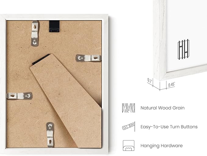 HAUS AND HUES 6x8 White Oak Wooden Picture Frame - Set of 9 6x8 Poster Frame - Premium Oak, Vertical Hang, Shatterproof Plexiglass - Ideal for Home, Room, Office (6x8-inch, White, Set of 9)