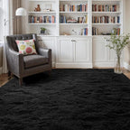 4x6 Ft Shag Black Rugs for Bedroom Living Room, Ultra Soft Fluffy Furry Area Rugs for Indoor Floor, Aesthetic Carpet for Kids Home Decor