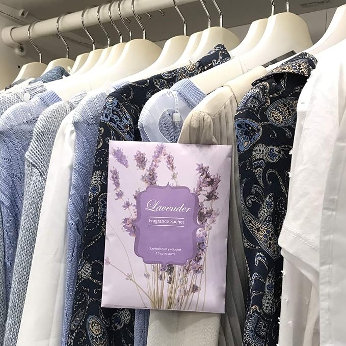 8 Large Packs Lavender Scented Sachets Bag with Hanger for Drawer and Closet Xmas Gift