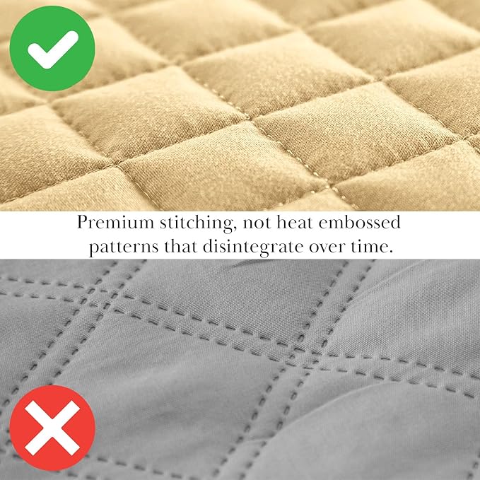 Southshore Fine Living, Inc. Full/Queen Quilt Bedding Set, Cozy Coverlet Queen Size Bedspread, Wrinkle-Free, Pet Hair Resistant Bedding, Full Size Quilt Coverlet w/2 Pillow Shams, Gold
