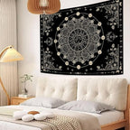 Lunerfex Sun and Moon Mandala Tapestry Boho Tapestry for Bedroom Black and White Tapestries Wall Hanging Living Room Wall Art and Home Decor 44x60