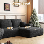 108" Sectional Couches for Living Room Modern Modular Sofa with L-Shape Couchs Upholstered Boneless Couch Deep Seat Sectional Couch with Chaise (Black, Right Facing Chaise+2Seaters+1Ottoman)