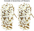 Bougainvillea Artificial Flowers Plants for Outdoors Outside Fall Autumn Decoration, 2 pcs Faux Silk Long Trailing Vines UV Resistant Look Real White Fake Flowers for Front Door Porch Planter Urn Yard