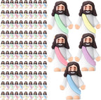 Bememo 100 Pcs Jesus Toys Original Design Mini Rubber Little Jesus Figurine to Hide and Seek Religious Party Favors Sunday School Craft Baptism Gifts for Easter Egg Stuffers (Macaron Color)