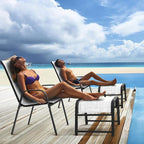 JEAREY All-Weather Outdoor Footstools Patio Ottoman Footrest Set of 2, Ergonomically Designed for Garden, Deck, Yard & Poolside - White