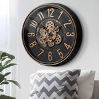 Maxstar Large Moving Gear Wall Clock,20" Vintage Mechanical Battery Operated Industrial Wall Clocks for Farmhouse Living Room,Home Office, Dinning Room, Kitchen, Steampunk Decor-Gold,Arab Numeral