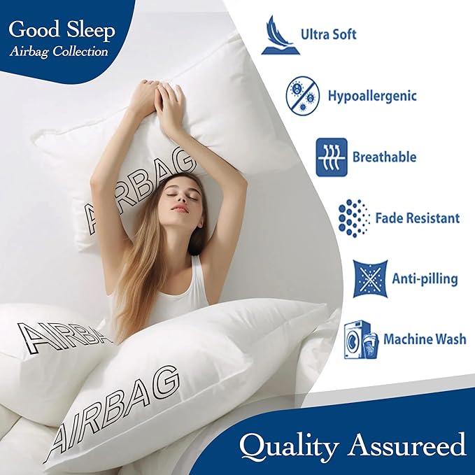Premium Supportive & Fluffy Queen Size Bed Pillow for Side Back Stomach Sleepers, Luxury Hotel Quality Extra Soft Feather Down Alternative Filling, Cooling Smooth Cover for Sleeping, Relief Neck Pain