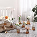 Bud Vases in Bulk 30, Glass Vases for Centerpieces, Small Vases for Flowers, Small Flower Vases for Centerpieces, Mini Vintage Vases, Amber Bud Vase for Wedding Table Decor