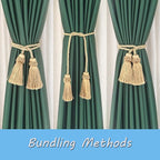 Fenghuangwu Curtain Tiebacks Handmade Decorative Curtain Holdbacks Rope with Tassel (Gold, 4P)