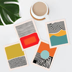 SIGNWIN Adhesive Canvas Poster Mid-Century Modern 1980s Geometric Color Blocks Abstract Shapes Illustrations Minimalism Decorative Rustic Cozy Zen for Living Room, Bedroom, Office - 8"x10"x 4