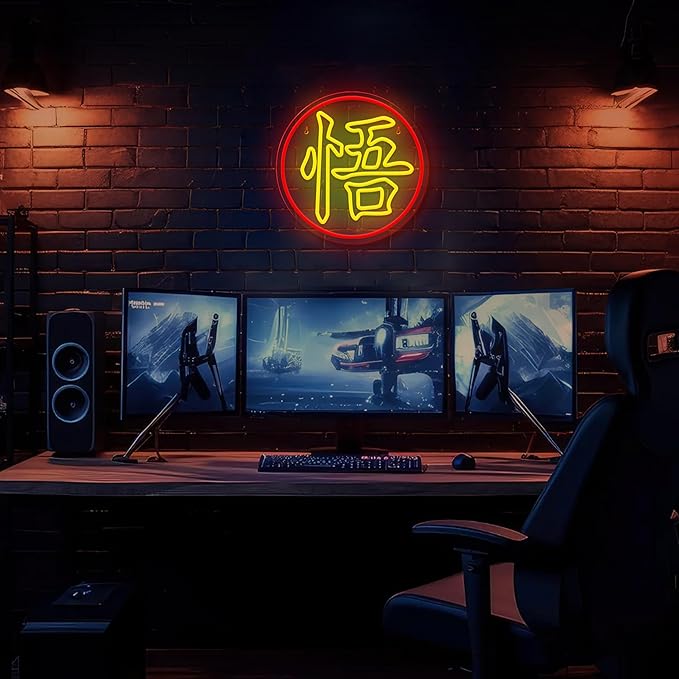 Anime Neon Sign, LED Light, Red, Lemon Yellow, 11.8 x 11.8 inches, Wall Art, Bedroom, Game Room, Gift