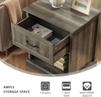 CARPETNAL 20" Farmhouse Nightstand, End Table with Large Drawers & Open Storage, Side Table, Bedside Cabinet for Bedroom, Living Room, Grey
