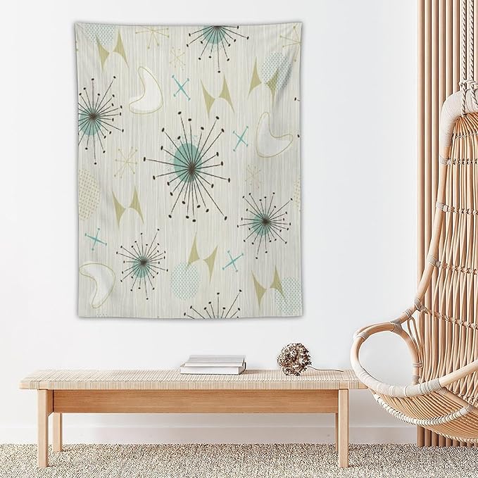 ICMOLYYENLO Boho Medieval Cat Tapestry, Abstract Atomic Starburst Geometric Aesthetic Art Wall Hanging For Bedroom Living Room Dormitory 60x80 Inches