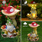 Upgraded Size Solar Garden Outdoor Statues Gnome Reading Under Mushroom with 5 LED Solar Figurine for Lawn,Patio,Balcony,Yard Decor Unique Housewarming Gift for Grandfather, Father,Grandma,Wen