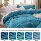 Bedsure Teal Duvet Cover Queen Size - 3 Pieces Prewashed Cotton-Like Extra Soft Bedding Set, Includes 1 Duvet Cover 90x90 Inches with Zipper Closure & 2 Pillow Shams, Comforter Not Included